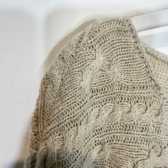 Caslon Sweater M Wool Blend Cable Open Knit Beige Boat Neck Pullover Size Medium - Picture 7 of 10